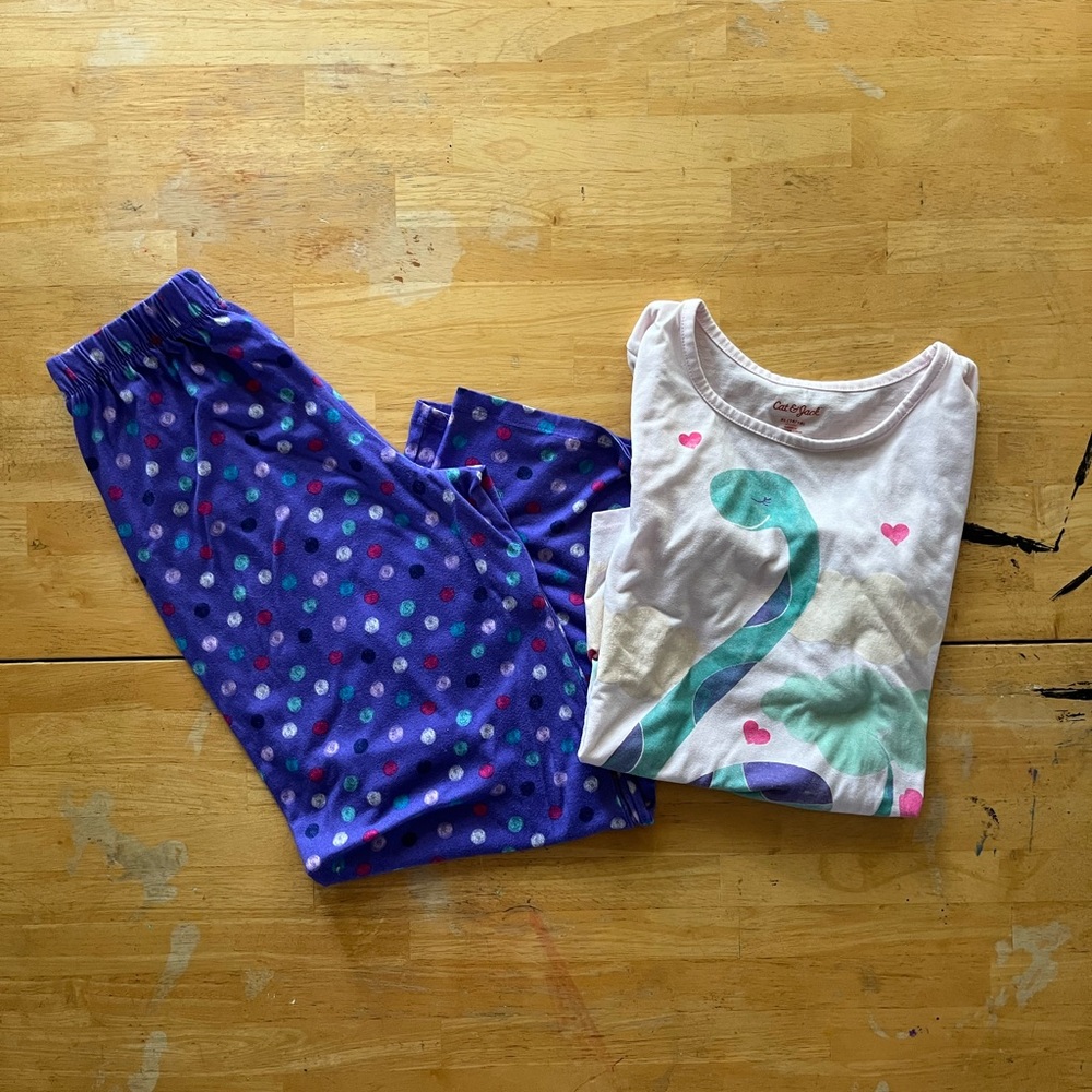 Cat & Jack Kids Pajama Set - Blue and White with Dots and Hearts